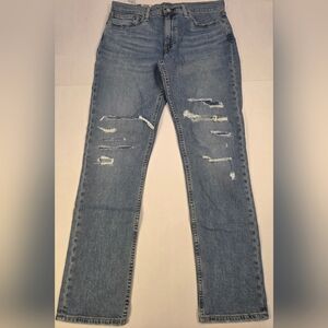 Levi's Men's Straight Jeans - Light Blue Distressed